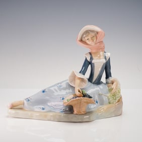 Casades Porcelain Figurine, Woman with Fruit Basket