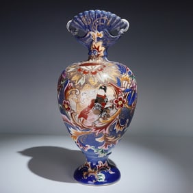 Japanese Satsuma-Style Pottery Vase with Moriage and Gilt