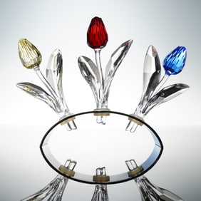 Swarovski Crystal Renewal Tulips Flower Set with Display