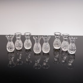 A Collection of Eight Waterford Crystal Glandore Violet Bud Vases