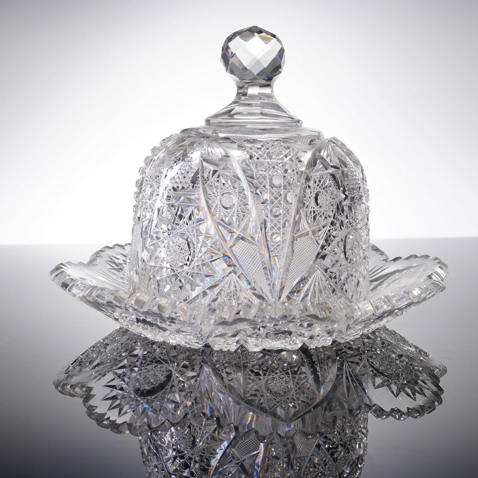 American Brilliant Cut Crystal Covered Butter Dome Set (1 of 3)