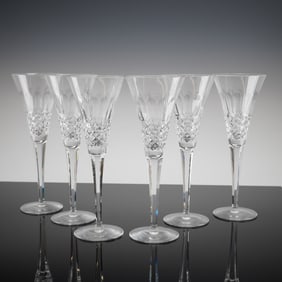 A Collection of Six Waterford Crystal Millennium Peace Champagne Flutes