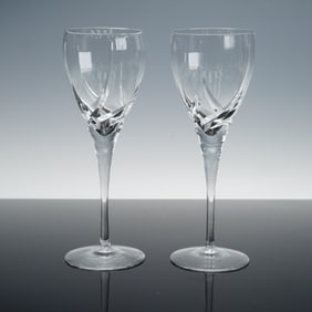 2pc Lenox Crystal Wine Glasses, Sea Swirl