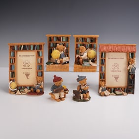6pc Library Bear Resin Figurine Set by Dezine