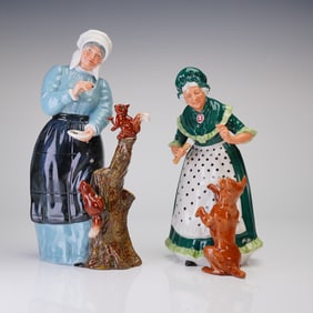 A Pair of Royal Doulton Figurines Good Friends and Old Mother Hubbard