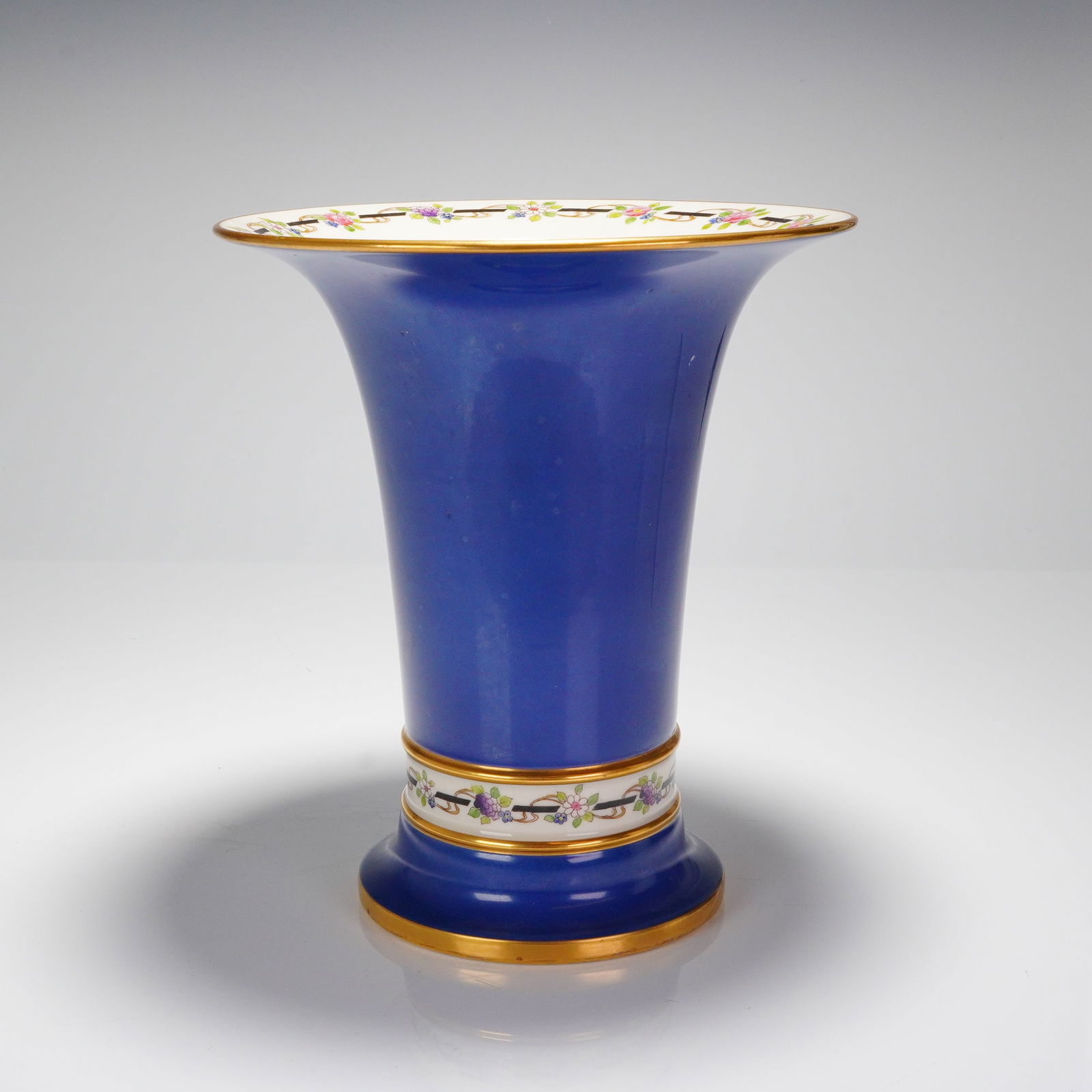 Lenox Cobalt Blue Gilt & Enameled Porc. Trumpet Vase Retailed by Bailey (1 of 4)