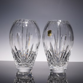 Pair of Hand Cut Lead Crystal Vases
