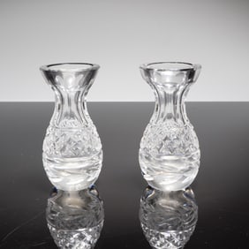 A Pair of Waterford Crystal Glandore Violet Bud Vases