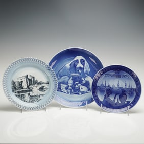 3pc Danish Commemorative Porcelain Plates, B&G and Royal Copenhagen