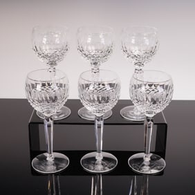 A Collection of Six Waterford Colleen Pattern Crystal Hock Wine Goblets