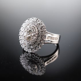 14K White Gold Cluster Cocktail Ring