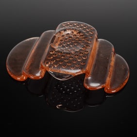 A Single Iittala Mid-Century Modern Amber Glass Candle Holder or Dish