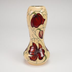 Moorcroft by Rachel Bishop Pottery Vase, Chocolate Cosmos
