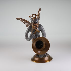 Petites Choses Winged Flying Monkey Pewter and Brass Candle Holder
