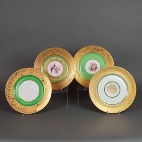 A Collection of 4 Heinrich & Co. Selb Bavaria Gold Encrusted Plates