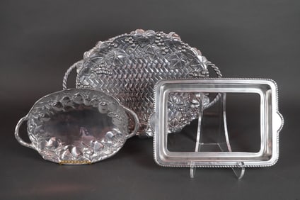 A Collection of Three Lenox Bountiful Aluminum Serving Pieces