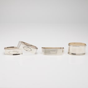 4 Mixed Sterling Silver Napkin Rings