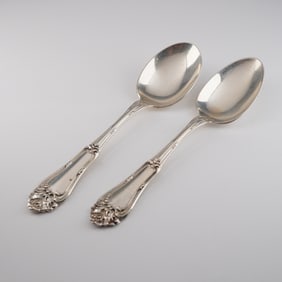 A Pair of Amston Sterling Silver Gladstone Pattern Spoons