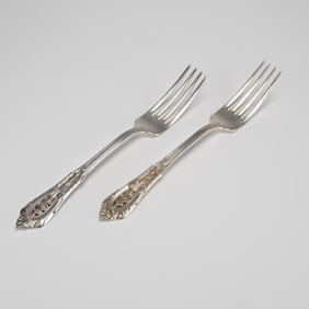 A Pair of Wallace Rose Point Sterling Silver Salad Forks