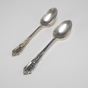 A Pair of Wallace Rose Point Sterling Silver Spoons