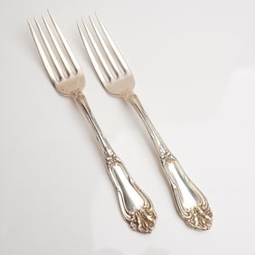 Pair of Amston Sterling Silver Rococo Revival Dinner Forks