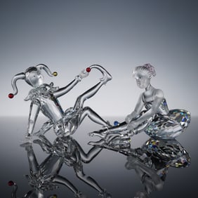 A Pair of Swarovski Crystal Jester and Ballerina Figurines