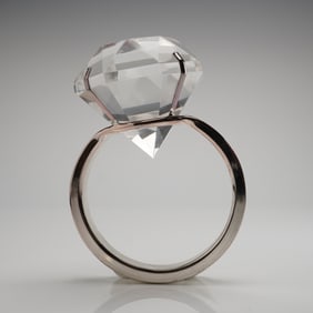 Godinger Crystal Diamond Ring Paperweight Desk Accessory