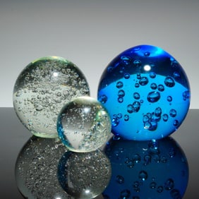 A Trio of Bullicante Art Glass Spheres