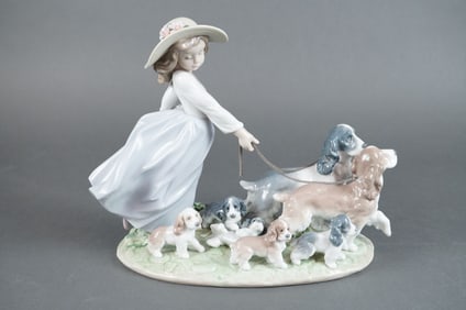 Lladro Puppy Parade Girl with Dogs Figurine 01006784
