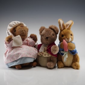3 Eden Warne Plush: Peter Rabbit, Hunca Munca & Mouse in Red Coat