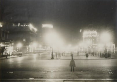 French Gelatin Silver Print Paris 1925 Place de l'Opera Night