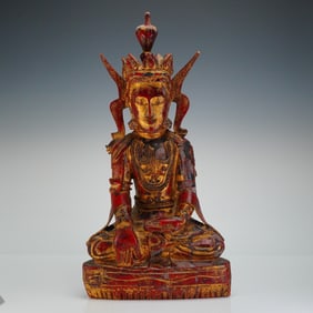 19th Century  Gilt Wood Jambupati Buddha Sculpture