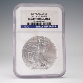 2007 American Silver Eagle Ealy Release $1 Coin NGC Graded Gem Uncirculated