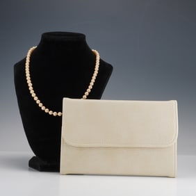 Pearl Necklace with Sterling Silver Clasp and Jewelry Case
