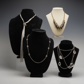 A Collection of Four Mixed Designer Contemporary Costume Necklaces