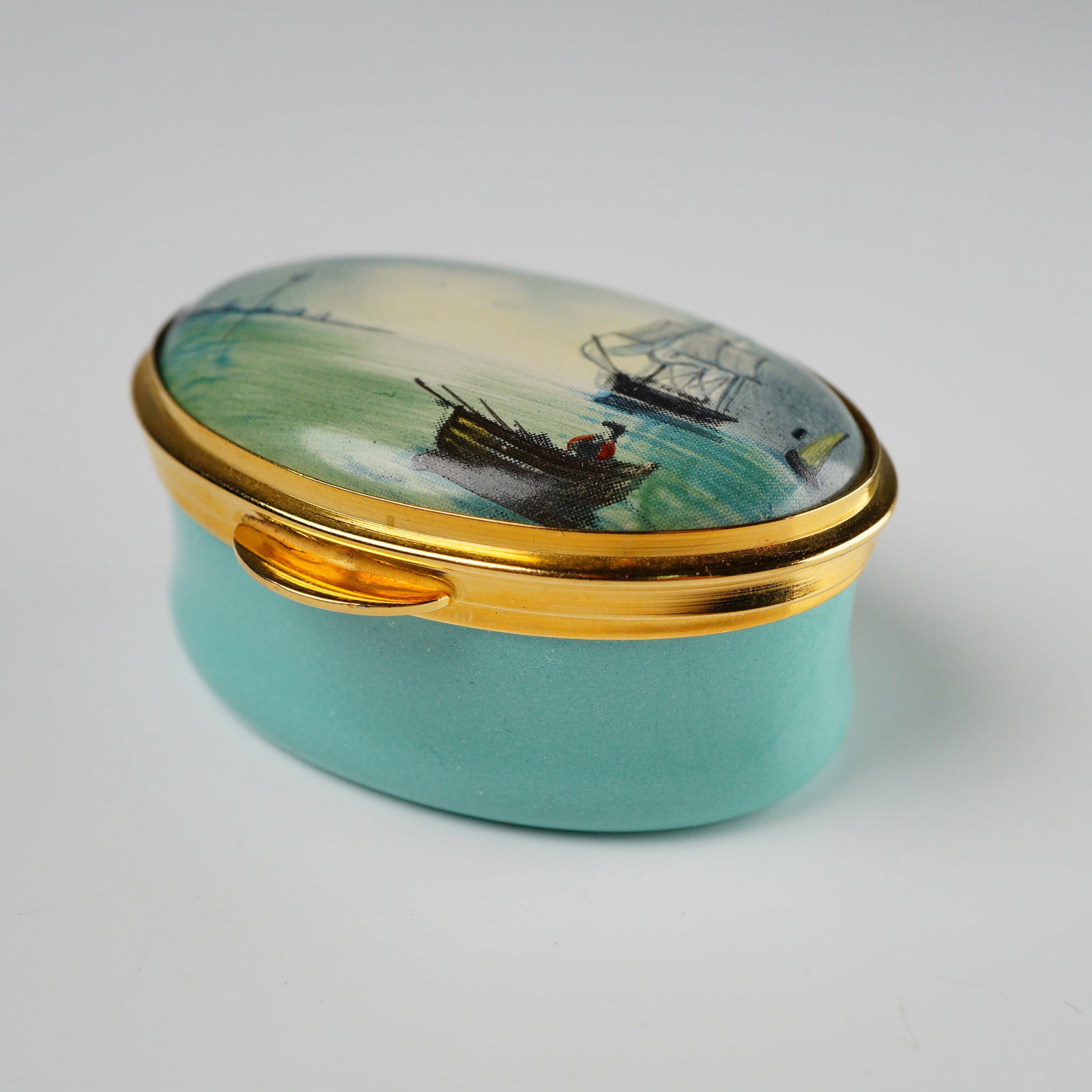 Staffordshire Enamels Nautical Scene Enamel Ring Box (1 of 4)