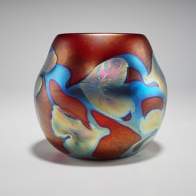 Lotton Studios Hand Blown Hearts & Vines Art Glass Vase