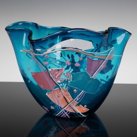 Signed Nelson 1994 Studio Art Glass Wave Vase