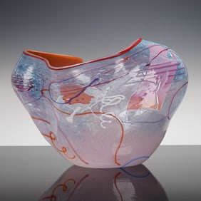 Daniel Gaumer and Stephen Nelson Double Vision Wave Art Glass Vase 1989