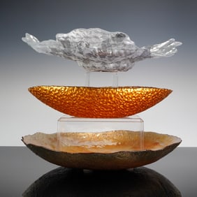 A Trio of Contemporary Art Glass Decorative Bowls