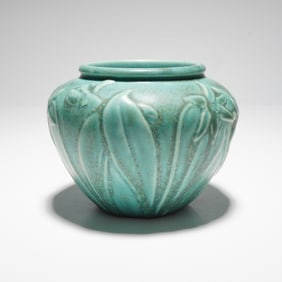 Rookwood Pottery Green Glazed Vase with Lily Decoration, Dated 1934