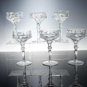 6pc Clear Cut Crystal Champagne Tall Coupes