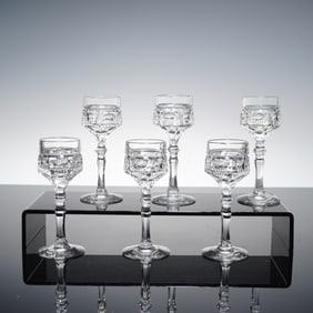 6pc Clear Cut Crystal Cordial Glasses
