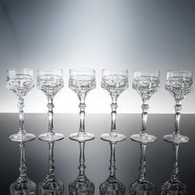 6pc Clear Cut Crystal Wine Glasses