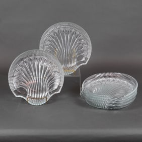 A Collection of 6 Mikasa Studio Glass Shell Serving Dishes