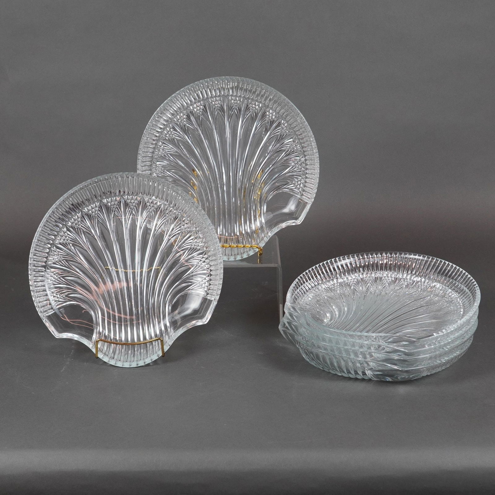 A Collection of 6 Mikasa Studio Glass Shell Serving Dishes (1 of 3)