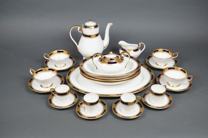 Aynsley Empress Cobalt 23-Piece Fine English Bone China Tea & Coffee