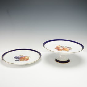 2pc Schumann Arzberg Porcelain Footed Platter and Round Platter, Bountiful