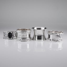4 Sterling Silver Napkin Rings, Late 19th/Early 20th C.