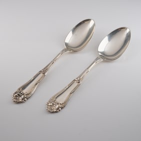 A Pair of Amston Sterling Silver Gladstone Pattern Spoons